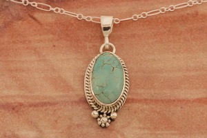 Genuine Number 8 Mine Turquoise Sterling Silver Pendant